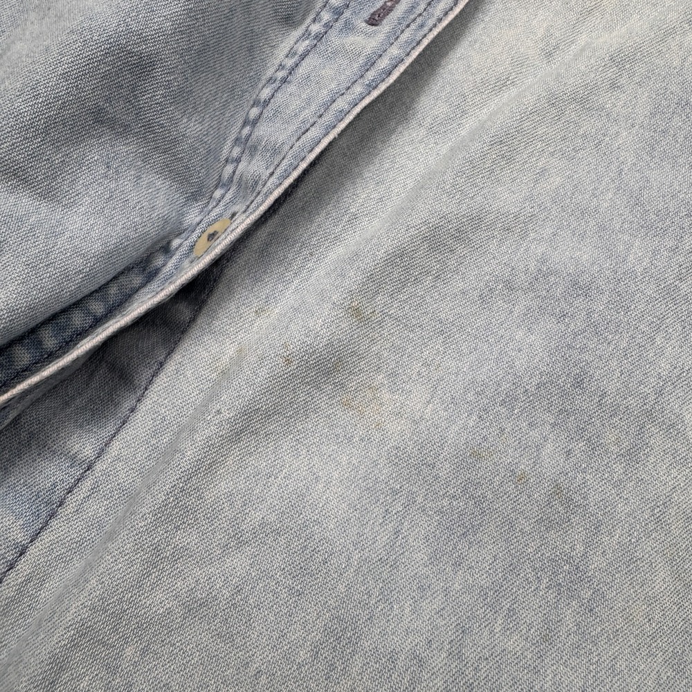 Express Men's Denim Shirt Light Wash Small Stained Distressed - Picture 8 of 9